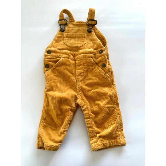 Hanna Andersson Mustard Yellow Corduroy Overalls Size 3-6 Month Unisex - Picture 1 of 5